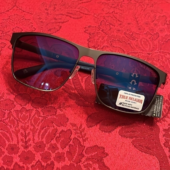 Brand New True Religion Brown Matte Metal Square Sunglasses 100% UV Protection - Picture 2 of 16